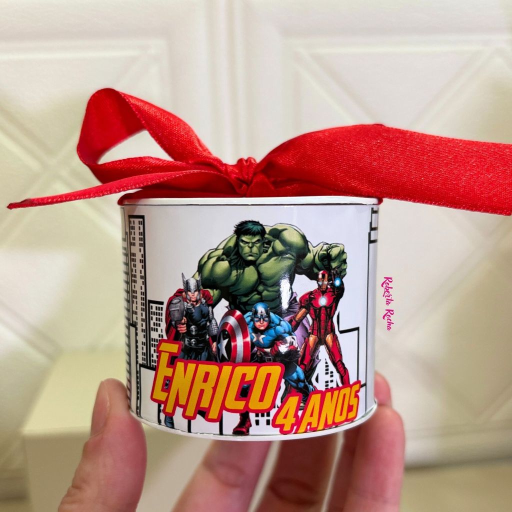 Tubolata Lembrancinha personalizada VINGADORES | Lembrancinha de Aniversário |Festa Infantil I 5x6cm