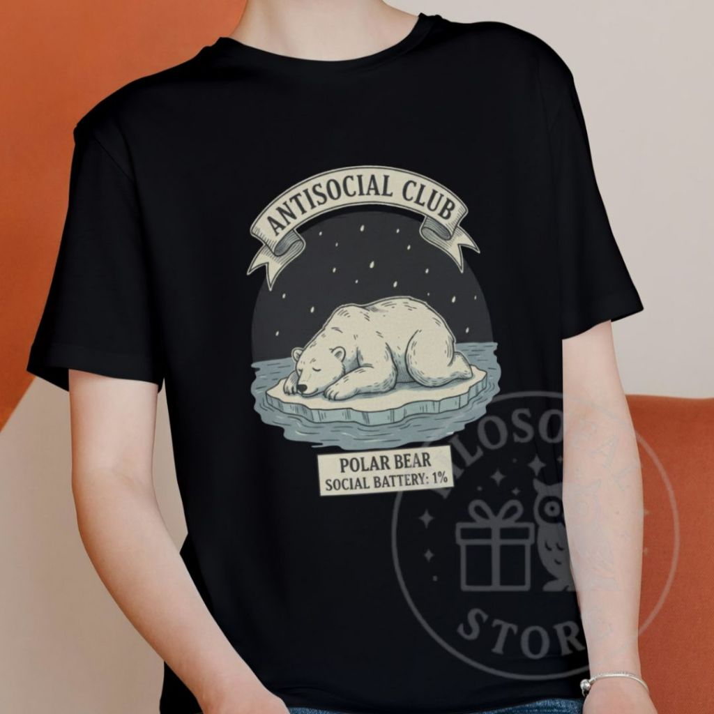 Camiseta Antisocial Club Urso Polar Bateria 1% - 100% Algodão - Camisa Masculina e Feminina