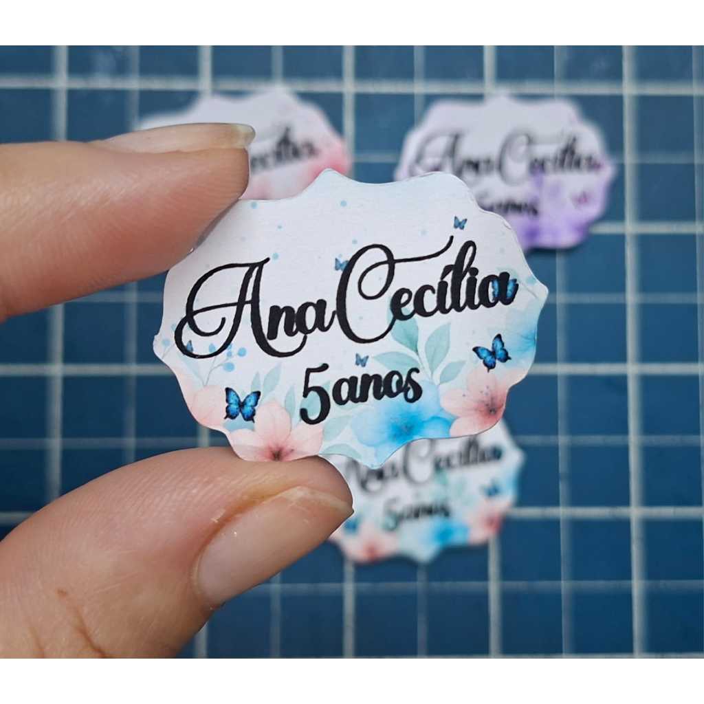 Apliques Tags 4x4 Personalizadas com Nome e Idade, Lembrancinhas, Jardim das Borboletas Jardim encantado Tubetes