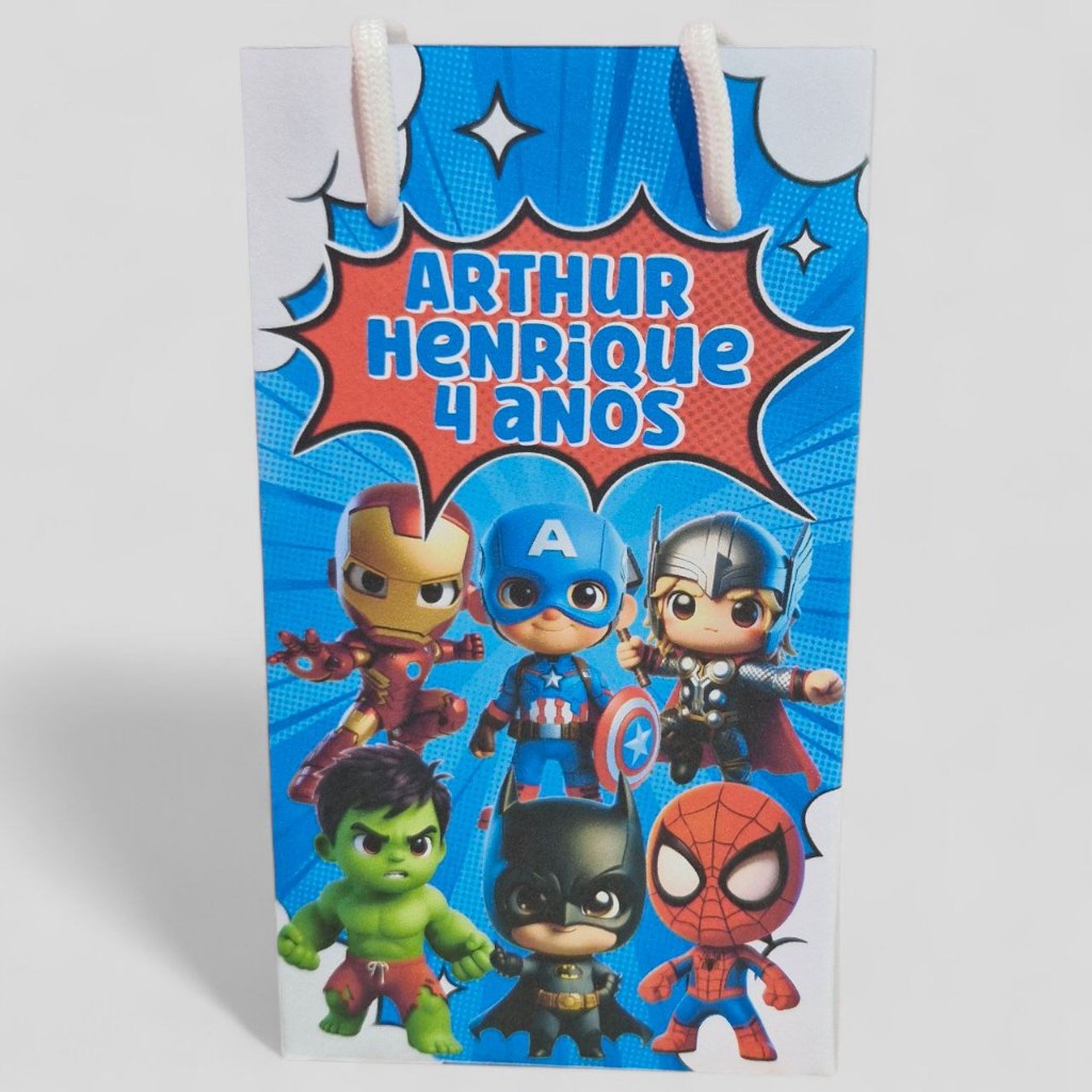 50 SACOLINHA PERSONALIZADA HEROIS BABY | PEGUE E MONTE | PERSONALIZADOS LEMBRANCINHAS SACOLINHA VINGADORES BABY