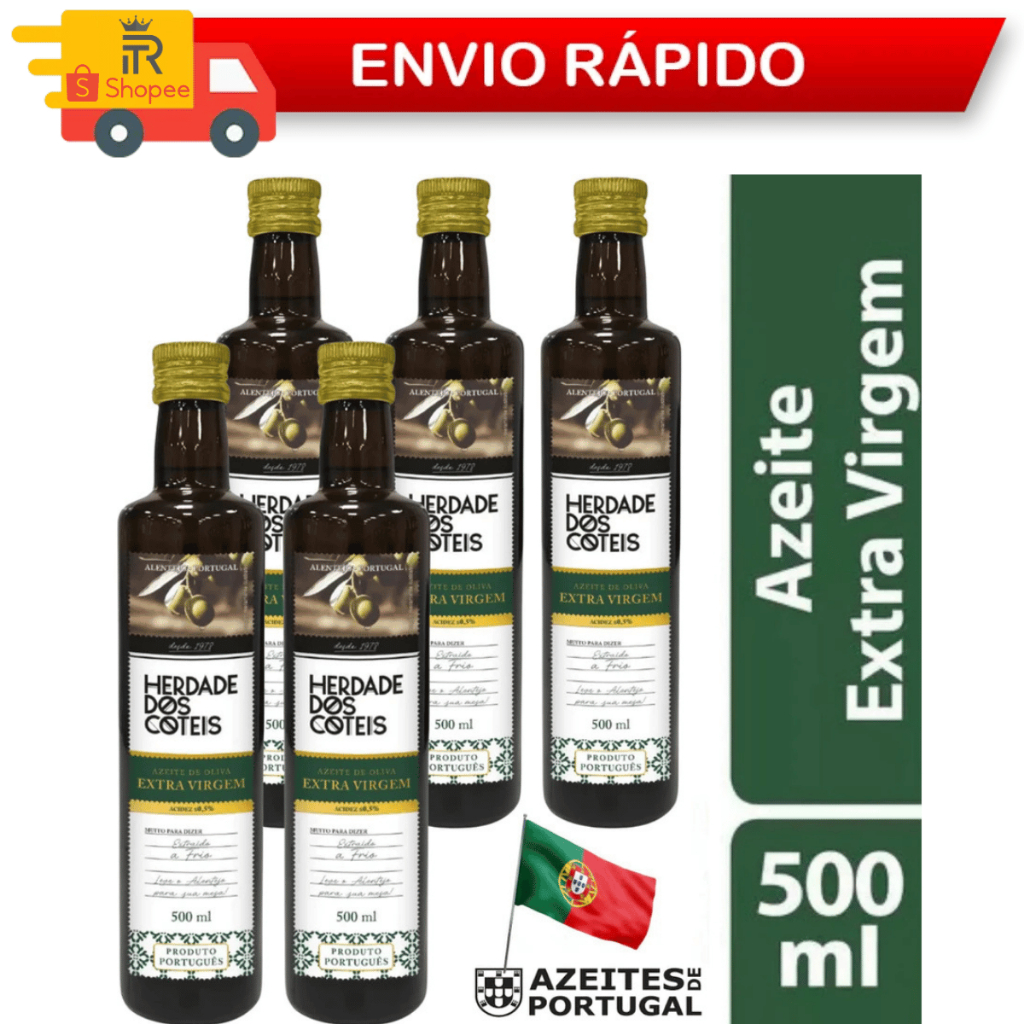 Azeite De Oliva Extra Virgem Puro Importado De Portugal Garrafa De Vidro 500ml - Herdade Dos Coteis em Oferta na Shopee