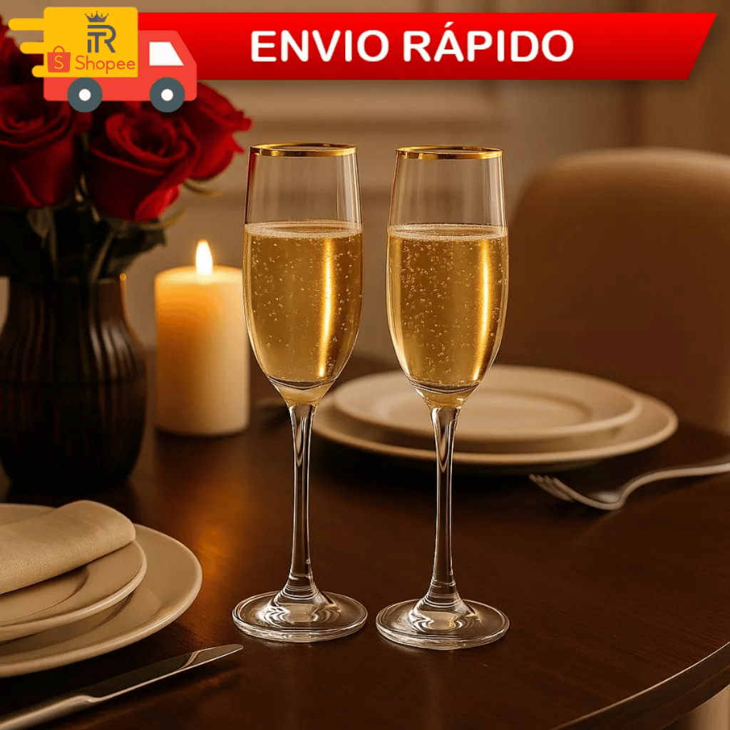 2 Taça One Champagne Vidro Filetado A Ouro Dourado Luxo Premium Brinde Festa 200ml - Casutil em Oferta na Shopee