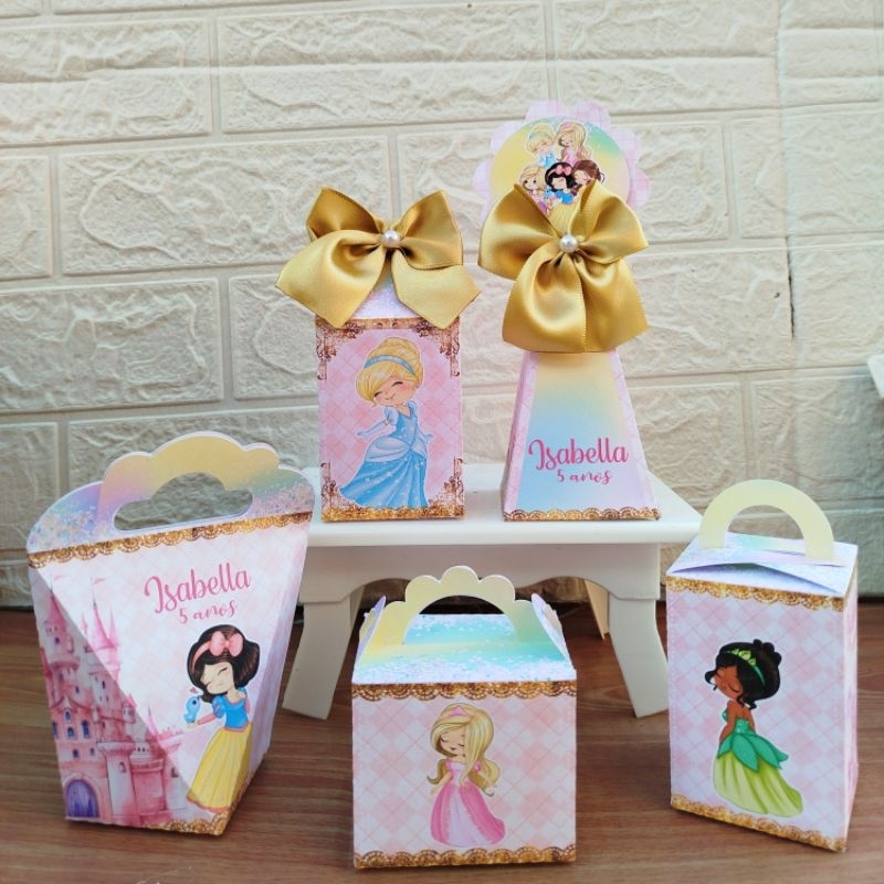 Kit Caixinhas Personalizadas Lembrancinha de Festa- Princesas Cute Baby Pegue E Monte