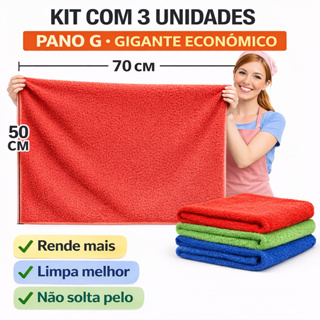 Kit 3 Pano de Chão Gigante Microfibra Multiuso Pano Para Limpeza em Oferta na Shopee