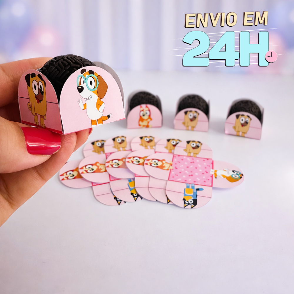 Forminha de Doces Bluey Rosa Personalizada no Tema /Lembrancinha de Festa /Aniversário em Oferta na Shopee