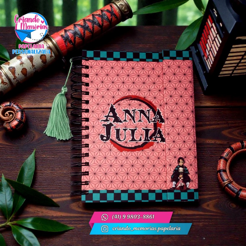Caderno de Sentimentos Personalizado Demon Slayer Kimetsu No Yaiba - Diário Emocional, Anime, Otaku em Capa Dura