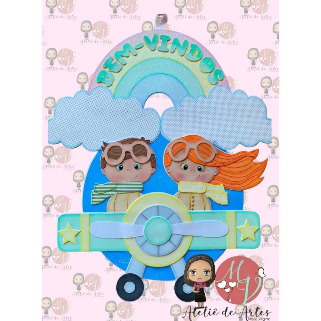 ✈️📚PAINEL ESCOLAR. SALA DE AULA.Painel Escolar Tema Aviador em EVA 2026– Decoração Educativa ✈️📚 em Oferta na Shopee