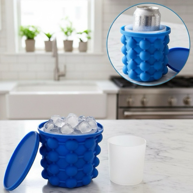 Balde de Gelo de Silicone Térmico Flexível 14x15cm Cooler Geleira Forma de Gelo