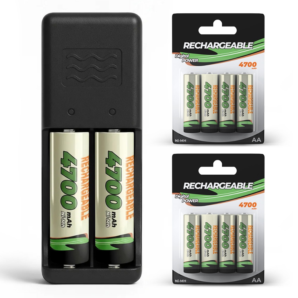 Carregador de Pilhas Aa/aaa Bivolt Rápido + Pilhas Recarregáveis Opcionais Bateria Recarregável Pilha Universal