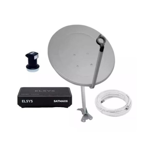 KIT ANTENA CABO LNBF E RECEPTOR ELSYS SATMAX 6 REGIONALIZADO