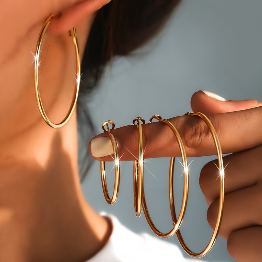 Brinco Argola de Aço Inoxidável 316L Feminino Antialérgico Folheado Banhado Prata Dourado em Oferta na Shopee