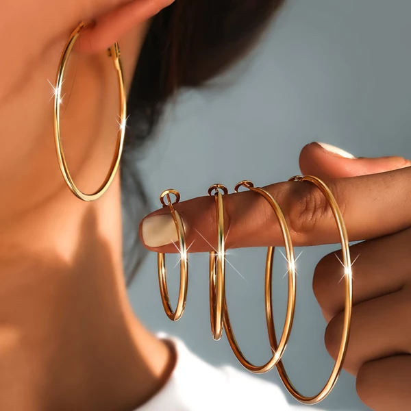 Brinco Argola de Aço Inoxidável 316L Feminino Antialérgico Folheado Banhado Prata Dourado