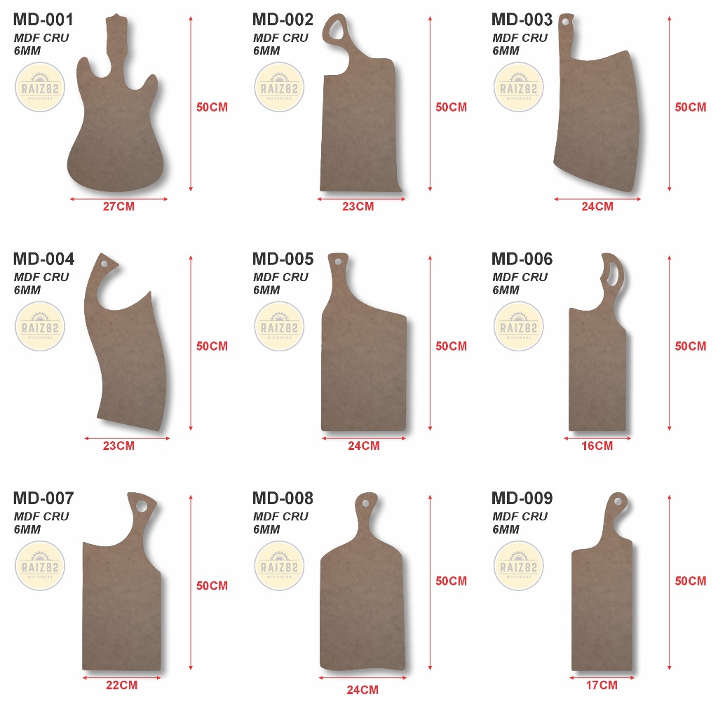 Molde Tábua de carne, Gabarito Tábua de corte MDF Cru 6mm KIT 6 UNIDADES ESCOLHA O MODELO NAS FOTOS