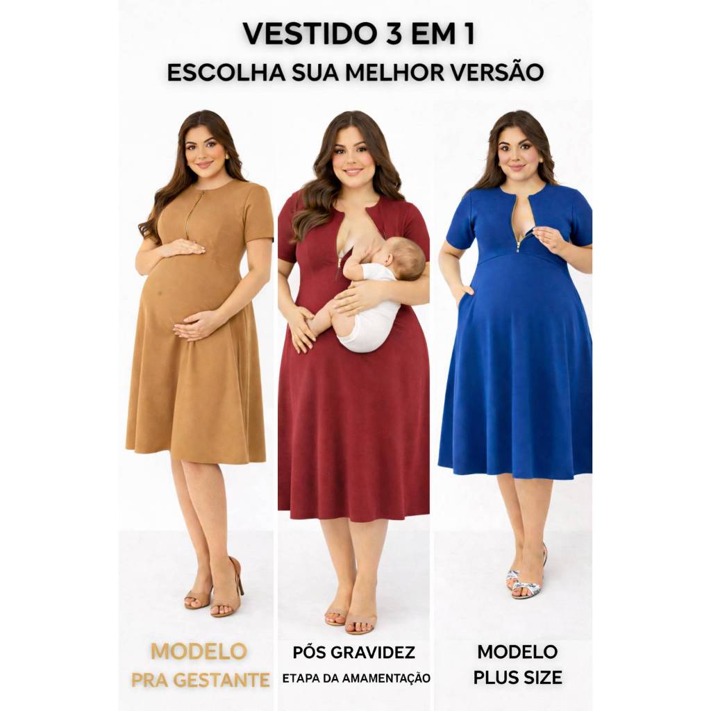 Vestido Gestantes Grávidas Amanentação Rodado Soltinho Confortável Moda Evangelica Plus Size Saida de Maternidade