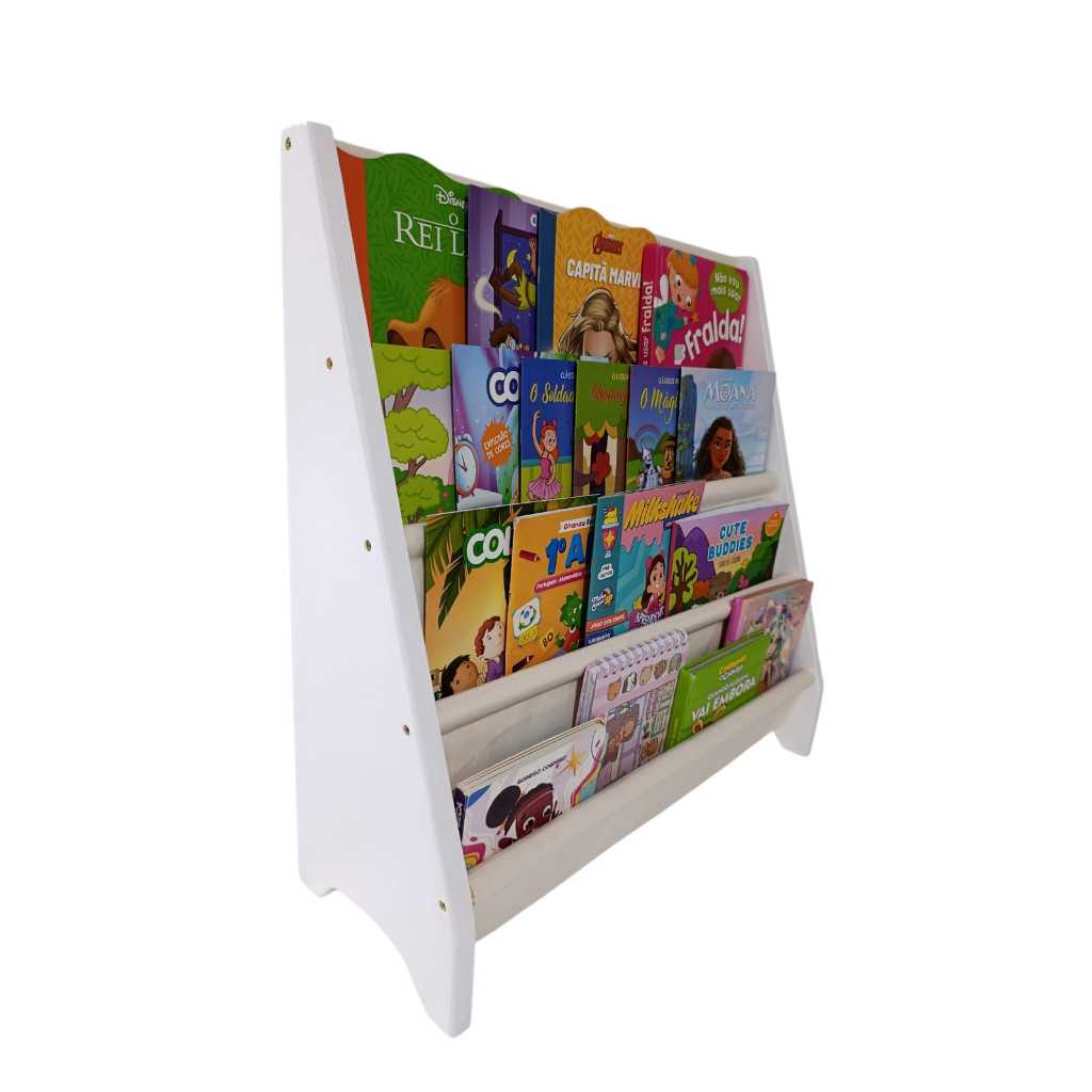 Rack Estante Infantil para livros, Standbook montessoriano em madeira BRANCA em Oferta na Shopee