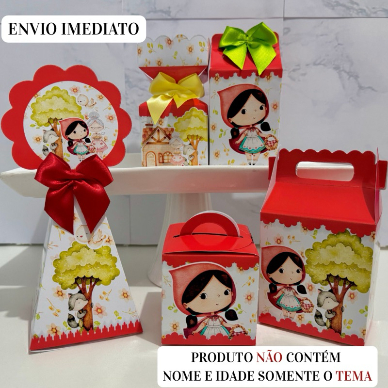 Caixinhas Personalizadas Chapeuzinho Vermelho\ Festa \ Lembrancinha\Aniversário\Pegue e Monte \Mimo\Pronta Entrega