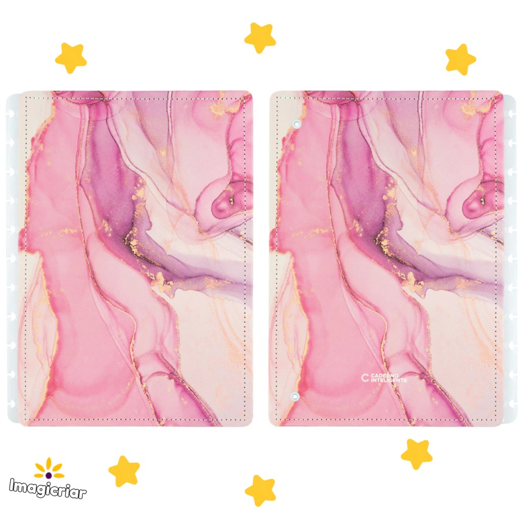 Capa e Contracapa Mármore Ágatha para Caderno Inteligente | Tamanho Inteligine, A5, Médio ou Grande | Rosa Marmorizada
