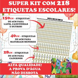 SUPER KIT com 218 Etiquetas Escolares Personalizadas  - A prova d'água - Adesivo Escolar Não desbota em Oferta na Shopee