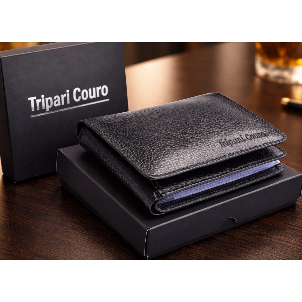 Carteira masculina L couro legítimo premium c/ caixa presente porta moedas preço de fabrica promoção em Oferta na Shopee