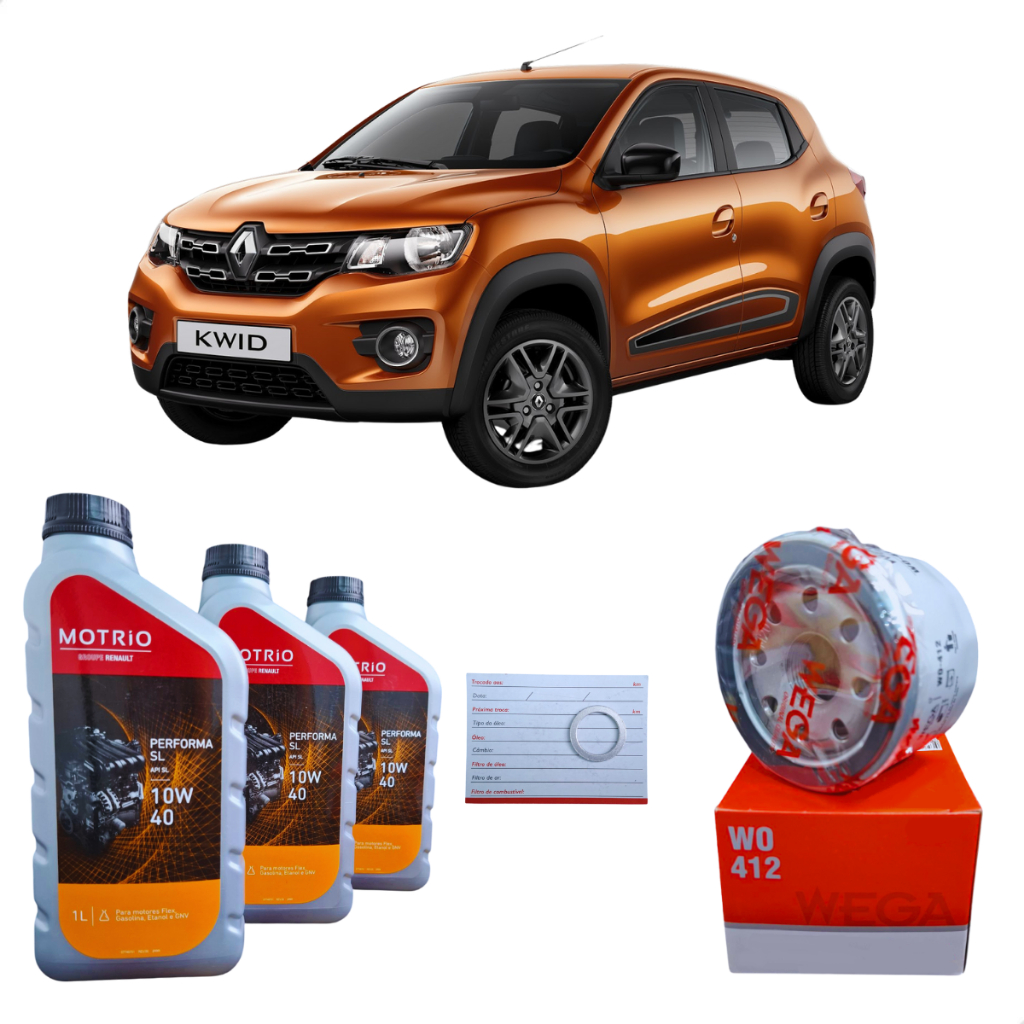 Kit troca Oleo + Filtro Renault Kwid 1.0 12v 2017 2018 2019 2020 2021 2022 2023 2024 2025
