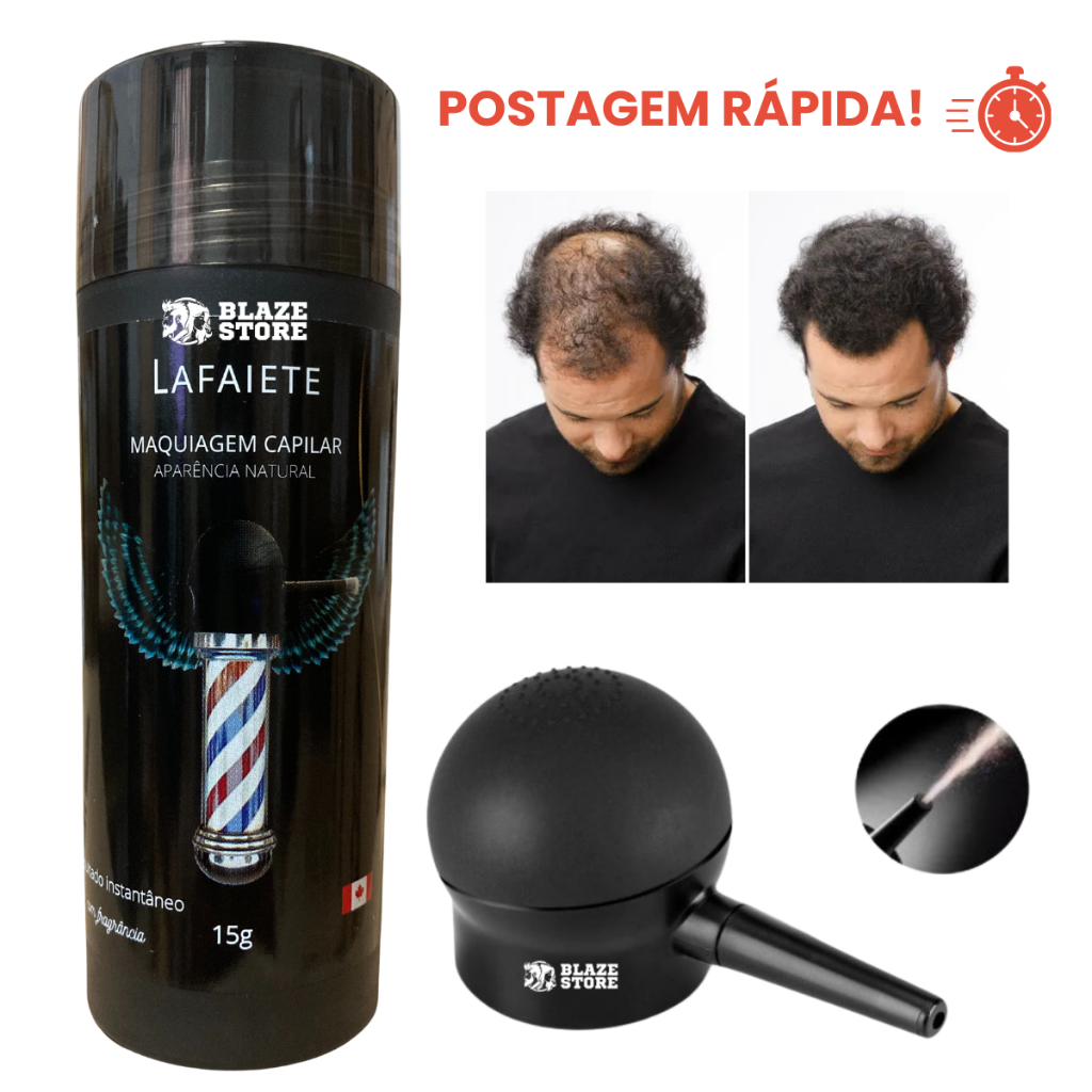 Fibra Capilar Lafaiete 15g com Borrifador Aplicador Efeito Volume Natural para Cabelo e Barba em Oferta na Shopee