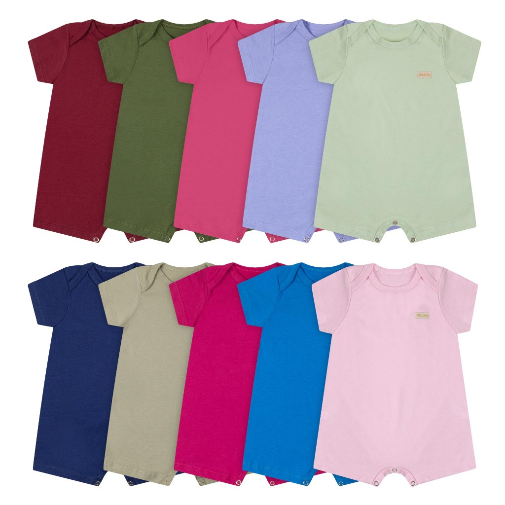 Romper Meia Malha Liso Avulso Menino/Menina - Verão - Tamanhos 1/2/3/P/M/G em Oferta na Shopee