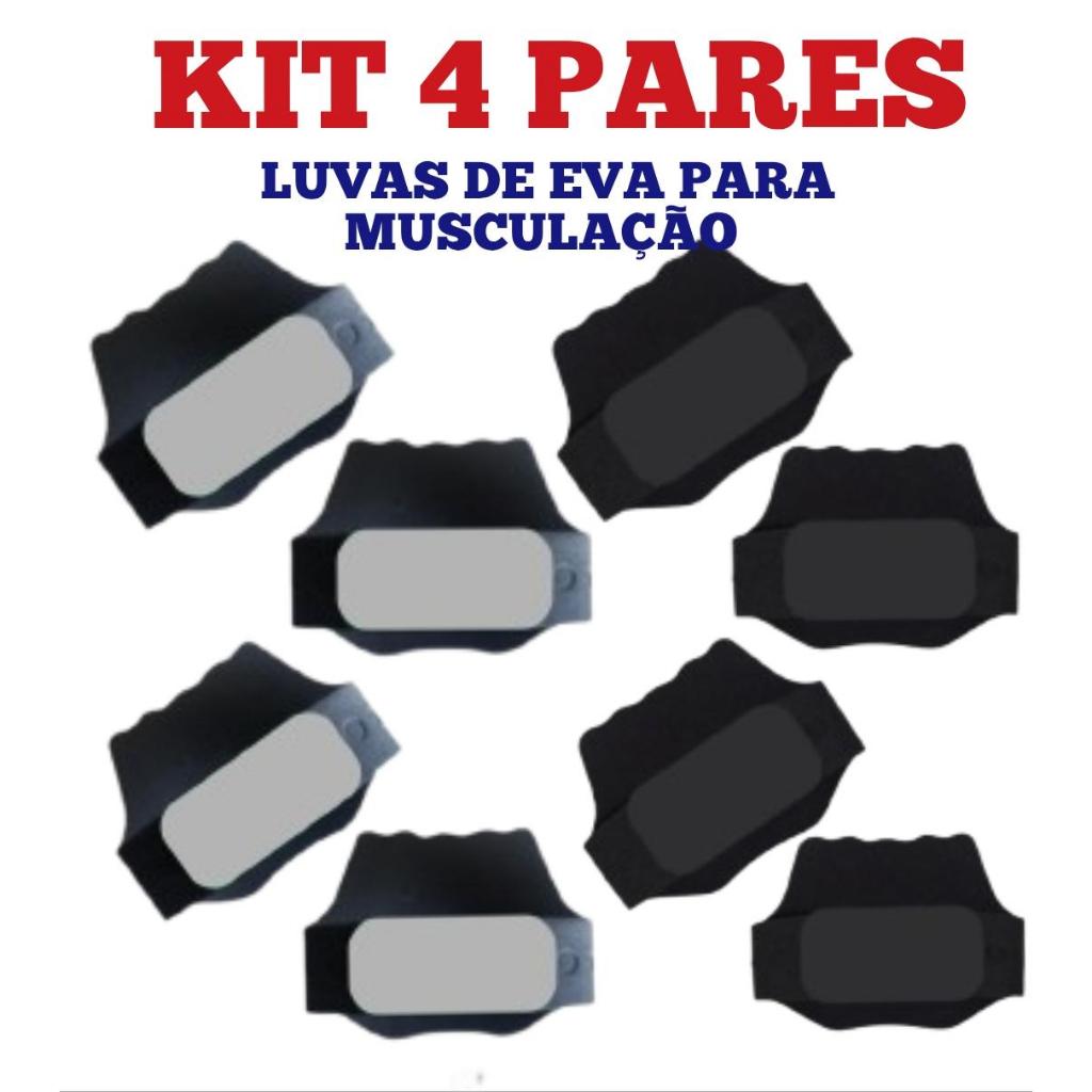 KIT 4 PARES, luvas de EVA para musculação/ protetor palmar/academia/anti-calos. 2 cinzas e 2 pretas.