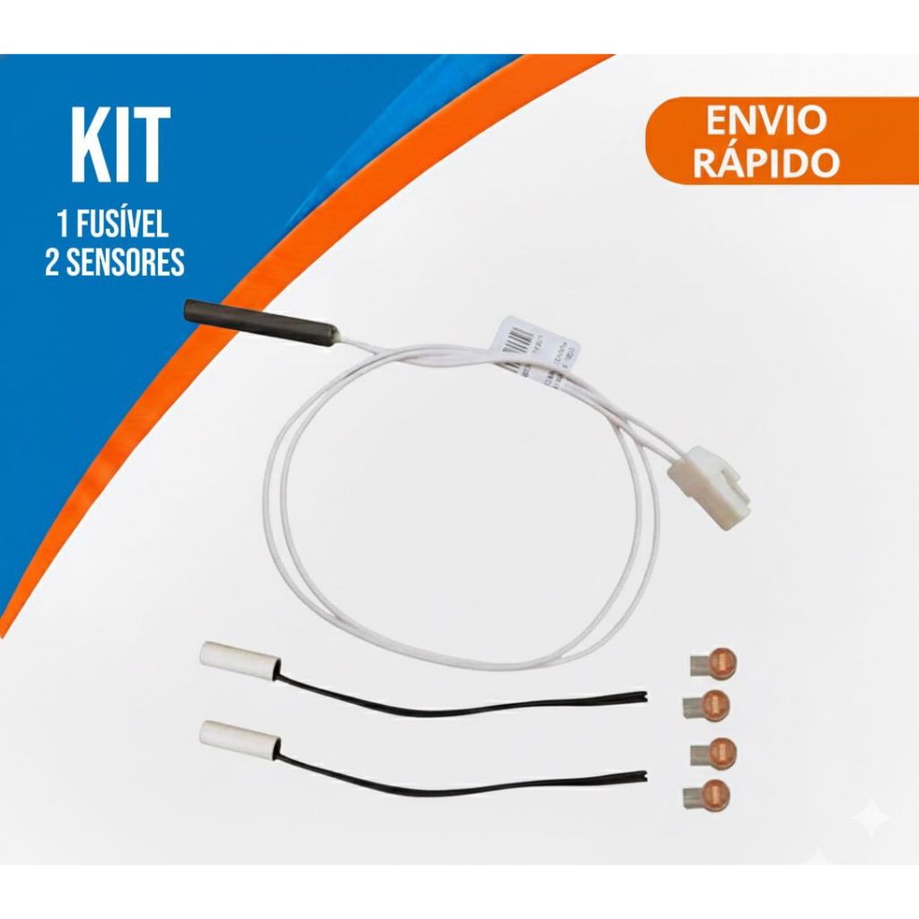 kit 2 Sensor Geladeira 2,7k Temperatura E Degelo + Fusivel Termico Para Brastemp Consul