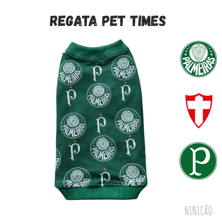 Roupa de Time Para Cachorro e Gato Estilo Regata Pet Personalizada Palmeiras