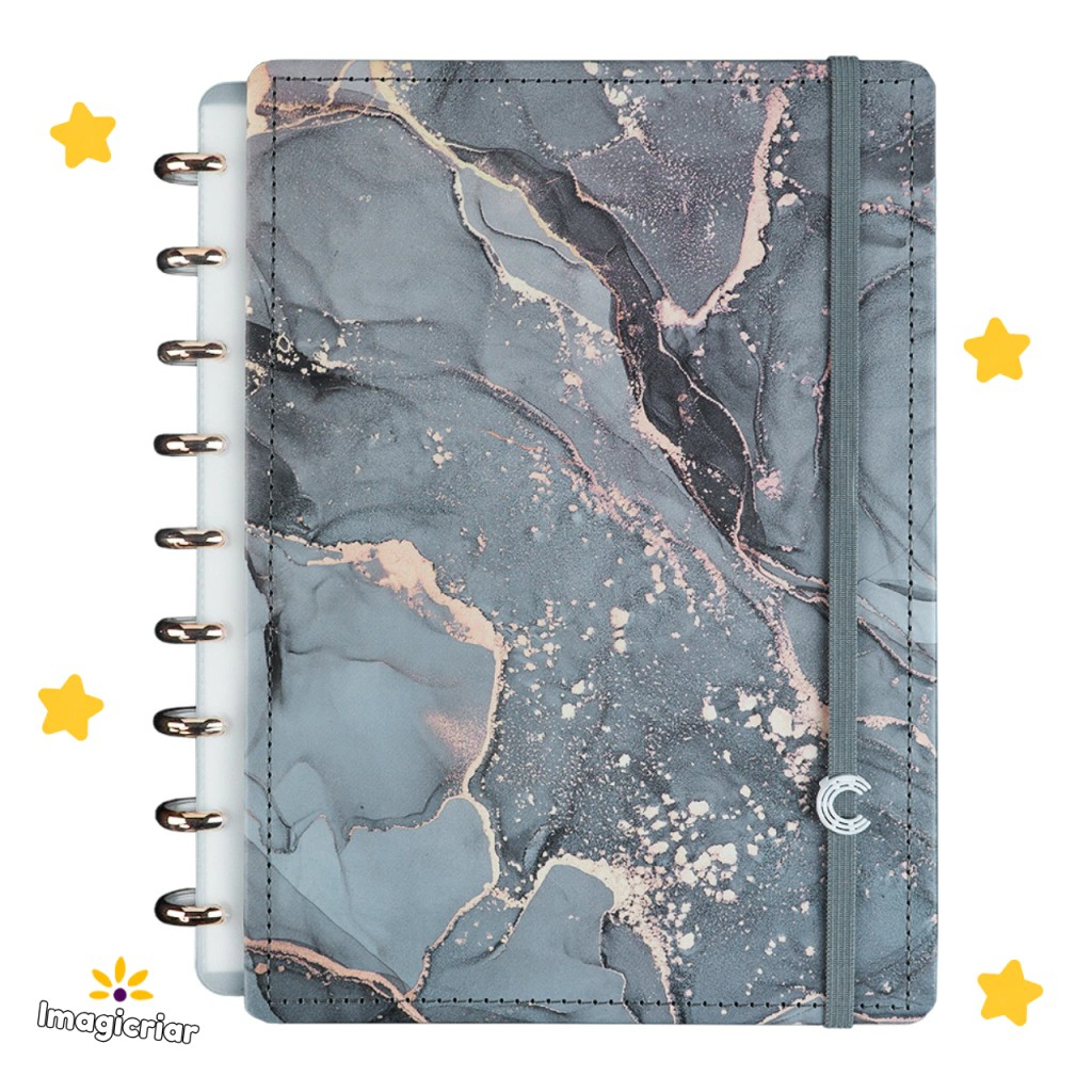 Caderno Inteligente Mármore Ônyx | Tamanho Inteligine, A5, Médio, Grande ou G+ | Marmorizado Cinza em Oferta na Shopee