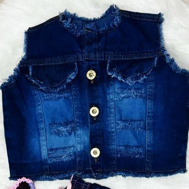 Colete Jeans Molinho Rasgadinho 01 a 03 anos Meninas