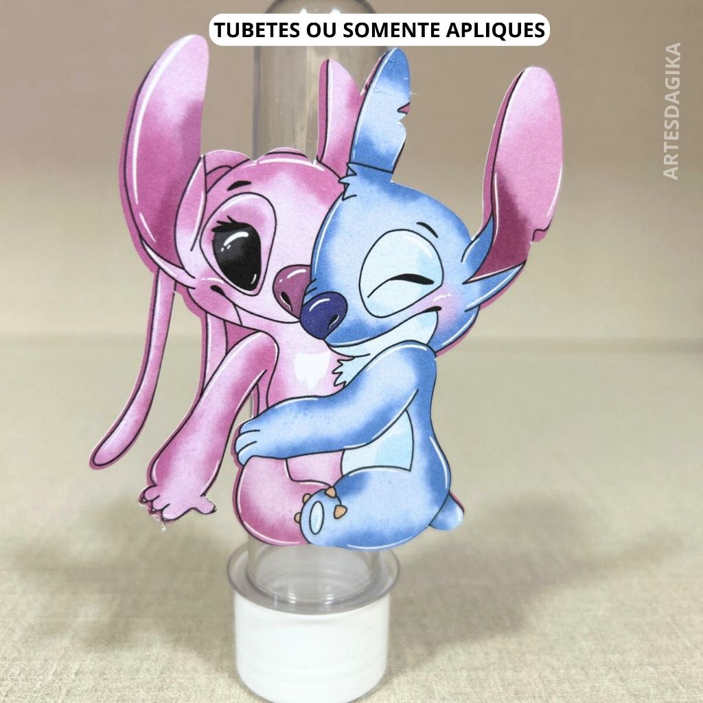 Tubete Personalizado Stitch | Lilo e Stitch | Angel | Lembrancinha para Festas Infantil | Aplique 3D