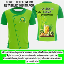 Camisa Camiseta Caldo de Cana Personalizada uniforme para trabalho