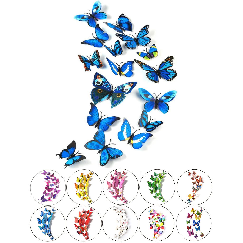Borboletas 3D Decorativas Kit Casa Jardim Enfeites Festas Escolha a Cor em Oferta na Shopee
