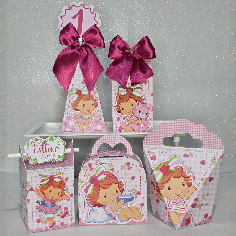 Kit Caixinhas Personalizadas Moranguinho Baby/Mimos/Lembrancinhas/Caixinhas/Infantil/Kit Festa/Aniversário/Decoração