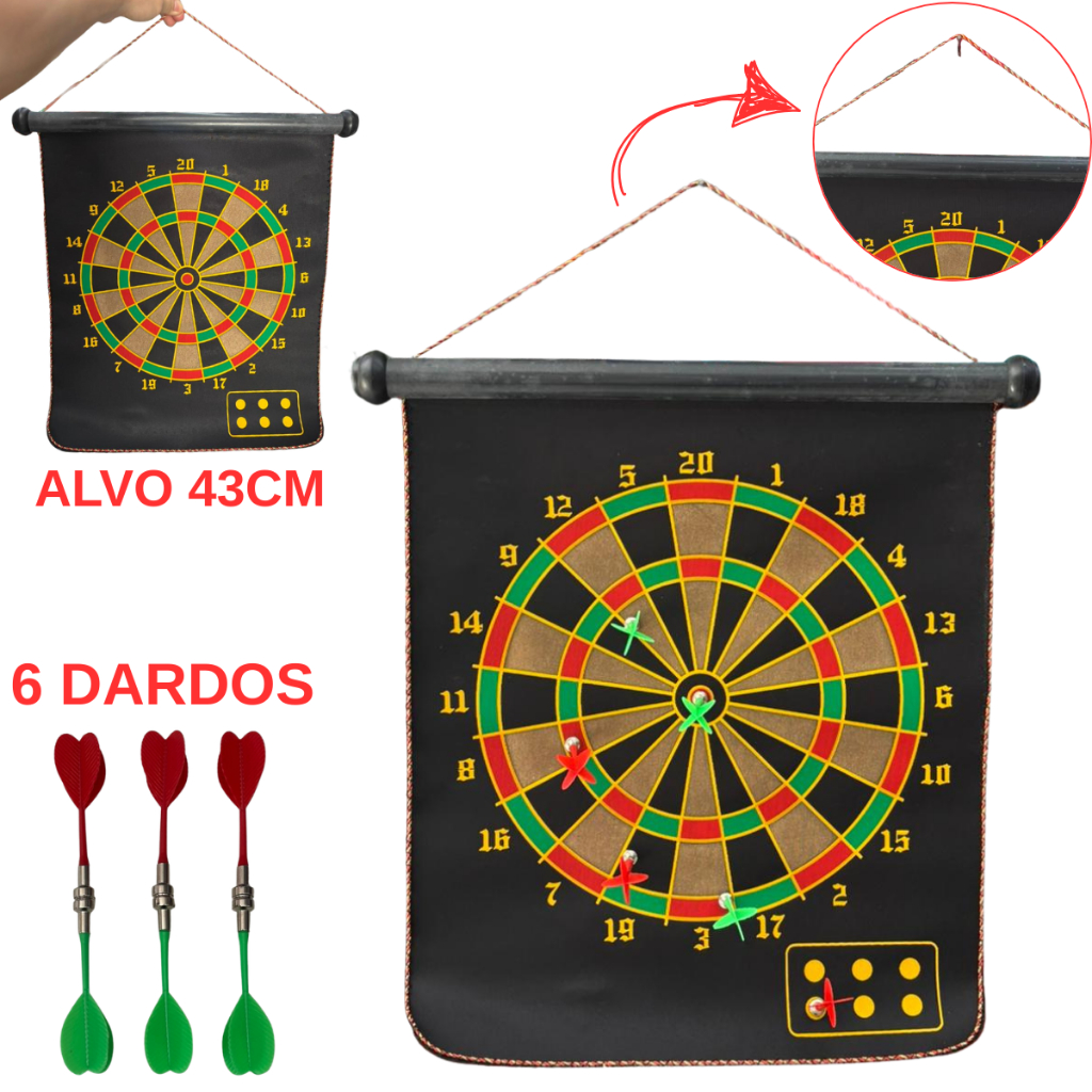 PROMOÇÃO Brinquedo Tiro ao Alvo Magnético C/6 Dardos Atração Magnética + Alça P/ Pendurar Diversão em Família Garantida
