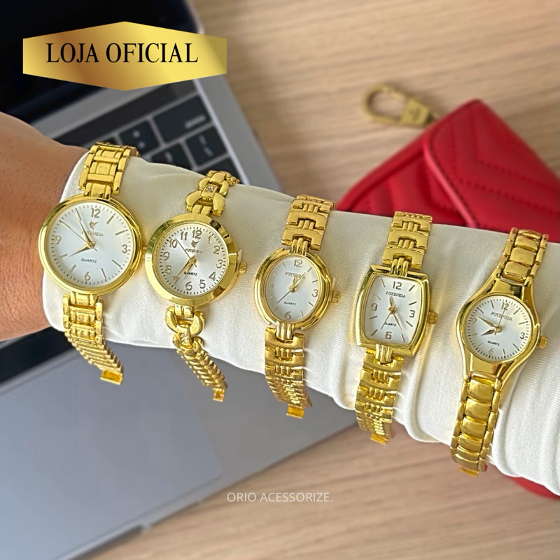 Relógios Potenzia Original Feminino Analógico À prova d’água Bateria 377 Minimalista Presente em Oferta na Shopee