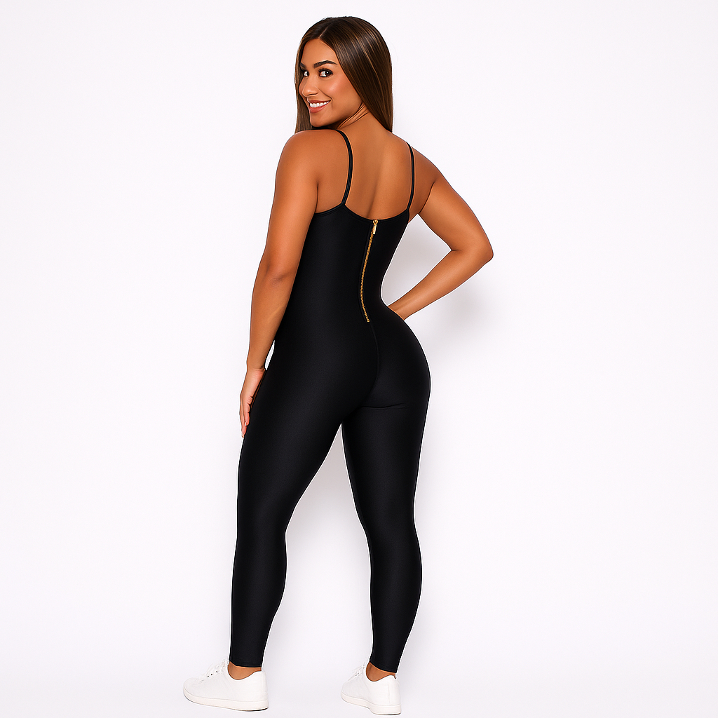 Macacão Feminino Suplex com Bojo e Zíper Academia, Balada e Casual em Oferta na Shopee