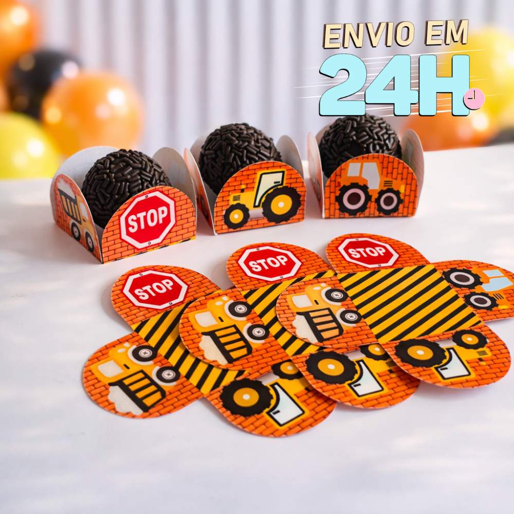 Forminha de Doces Construção/Trator Personalizada no Tema /Lembrancinha de Festa /Aniversário em Oferta na Shopee