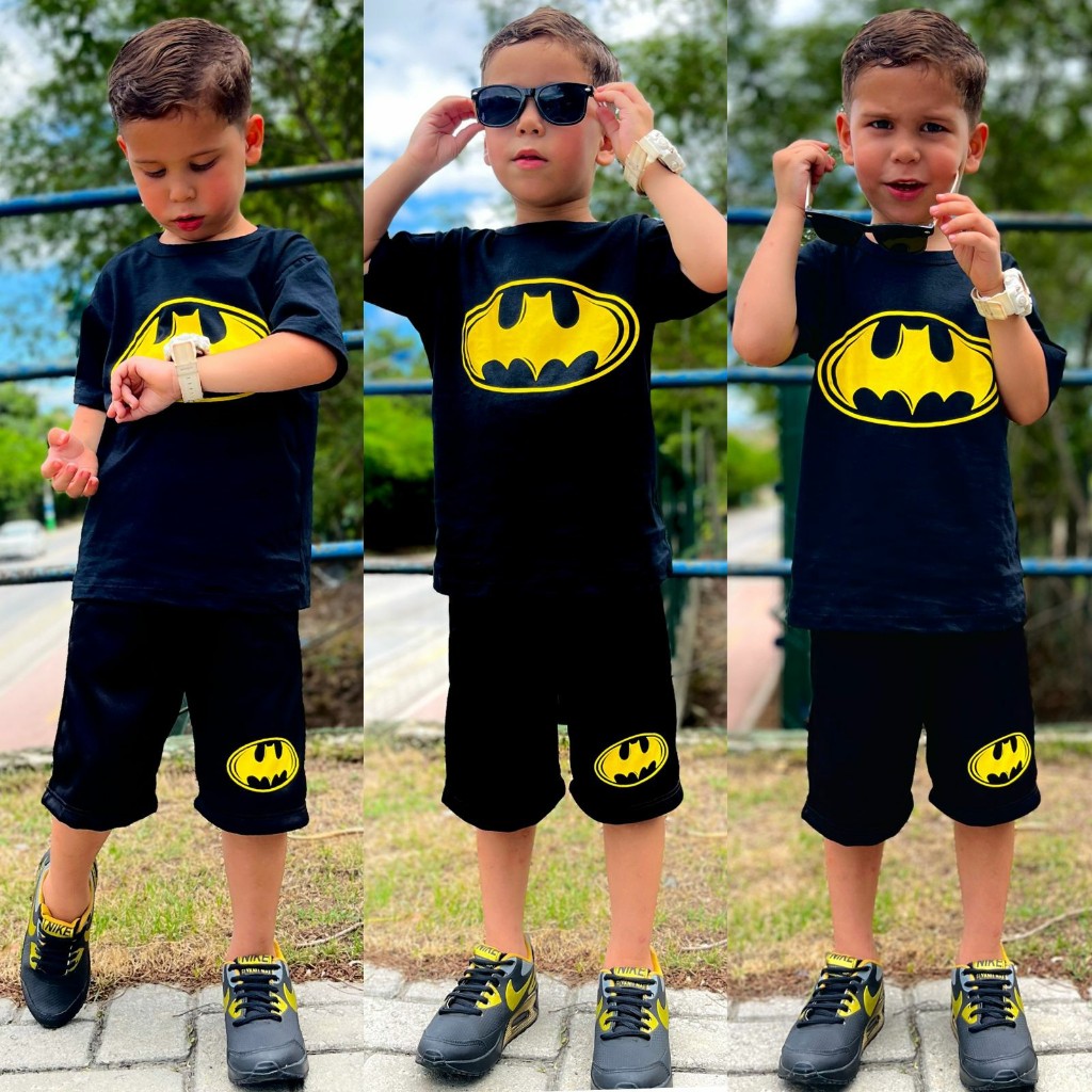 CONJUNTO INFANTIL VERÃO  BATMAN HULK HOMEM ARANHA SONIC MICKEY MENINO  JUVENIL MASCULINO CAMISA SHORT 2 A 14 ANOS