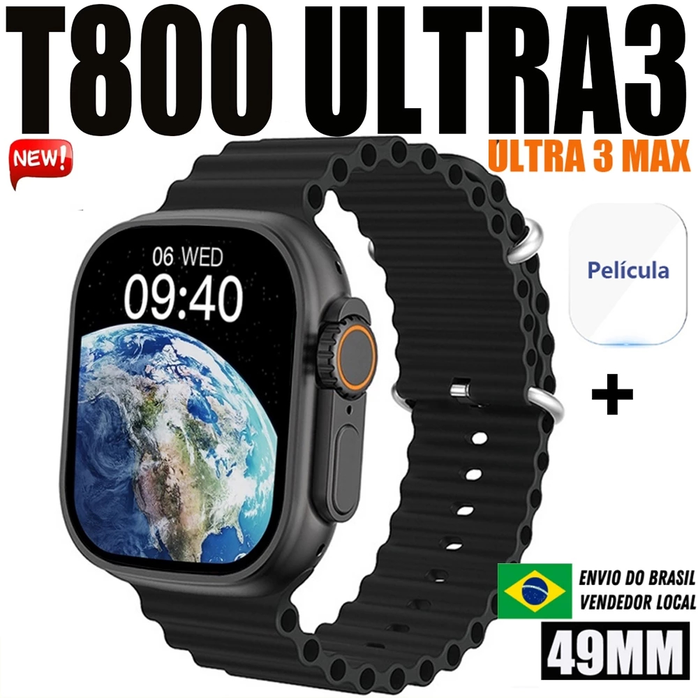 2025 T800 Ultra 3 MAX Mais Recente Smartwatch Relógio Inteligente Série 10 2.19Polegadas Sem em Oferta na Shopee