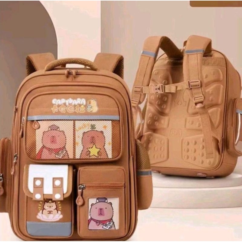 mochila escolar capivara feminino e masculino de grande capacidade a prova de água e super resistente em Oferta na Shopee
