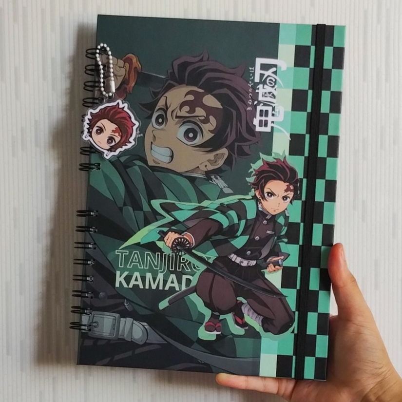 Caderno Tanjiro Demon Slayer Personalizado Anime Kimetsu no Yaiba — Capa dura A5 ou Universitário