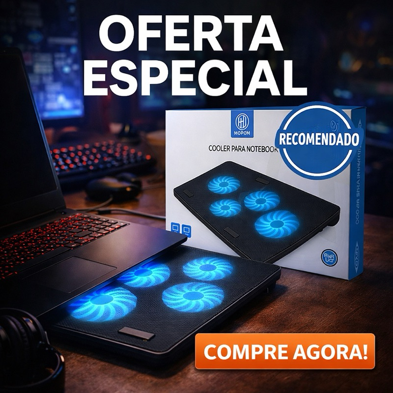 Base Cooler para Notebook com 4 Cooler Silencioso e LED Azul Antiderrapante USB alto resfriamento em Oferta na Shopee