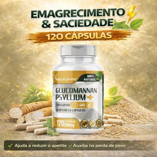 Glucomannam + Psyllium 120 Cápsulas 500mg em Oferta na Shopee