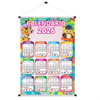 Banner Escolar didático Calendário 2026 em Oferta na Shopee