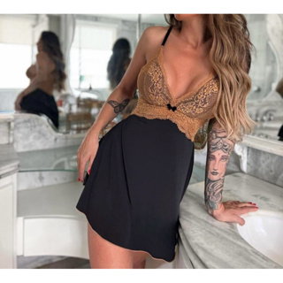 Camisola Renda | Pijama Sensual | Roupa de Dormir Sexy | Sem bojo | Lingerie  alça de regulagem casual confortável em Oferta na Shopee