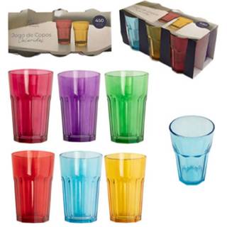 Conjunto com 6 Unidades de Copos de Vidro Jogo De Copos De Vidro Colorido 450ml Colorido Água Suco em Oferta na Shopee