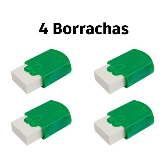 Borracha Escolar Kit com 4 unidades com capa Leo e Leo em Oferta na Shopee