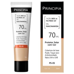 Principia Protetor Solar PS-05 Cor 1.0 c/ 14,5% Mix de Filtros UV + 5% Niacinamida FPS 70 - 30ml